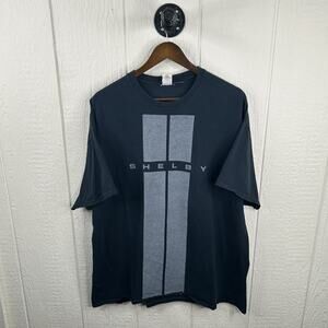 Y2K Black Shelby Mustang Racing Stripe Tee Shirt Size 2XL